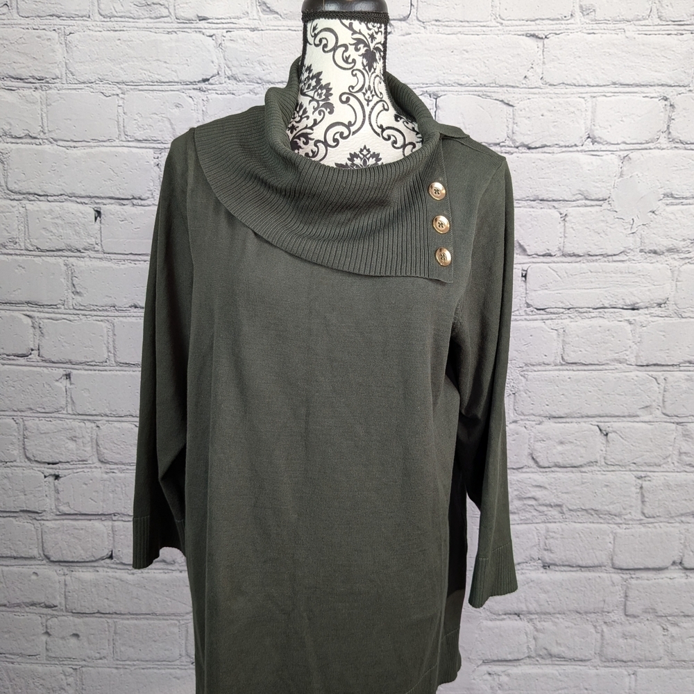 Cable & gauge women's long sleeve stretch knit cowl neck popover 1x sweater b09a